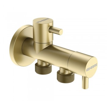 Подвійний кутовий вентиль GENEBRE KLOE Brushed Gold матове золото 1/2" - 1/2" 31130551